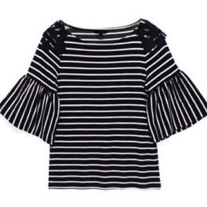 Bell sleeve striped top